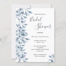 Invitación Follaje botánico azul Bridal Shower