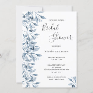 Invitación Follaje botánico azul Bridal Shower