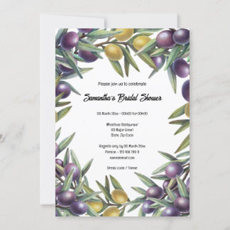 Invitación Follaje botánico de oliva moderna moda de vegetaci
