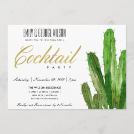 INVITACIÓN FOLLAJE DE CACTUS DEL DESIERTO COCTEL DE ACUARELA