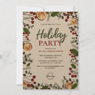 Invitación Follaje de Navidades de feriados corporativos
