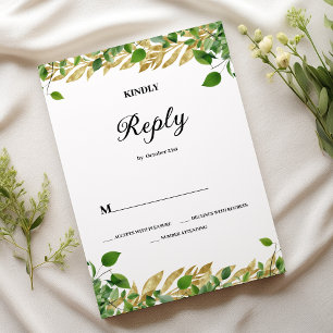 Invitación Follaje de oro de la vegetación botánica Boda RSVP
