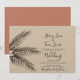Invitación Follaje de Palma Tropical Dibujado a Mano Terroso