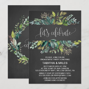 Invitación Follaje de Pizarra Celebremos Fiesta de Compromiso
