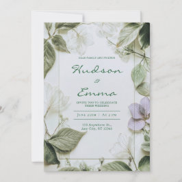 Invitación Follaje Elegante de Flor Prensada Boda Rústica