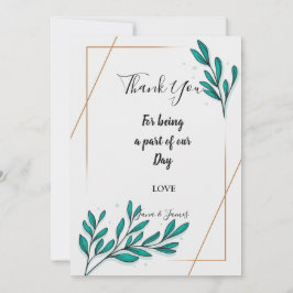 Invitación Follaje floral hojas de lámina de oro gracias