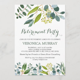 Invitación Follaje verde, eucalipto Fiesta de Jubilación