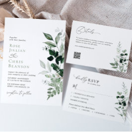 Invitación Follaje verde moderno Boda verde sabia