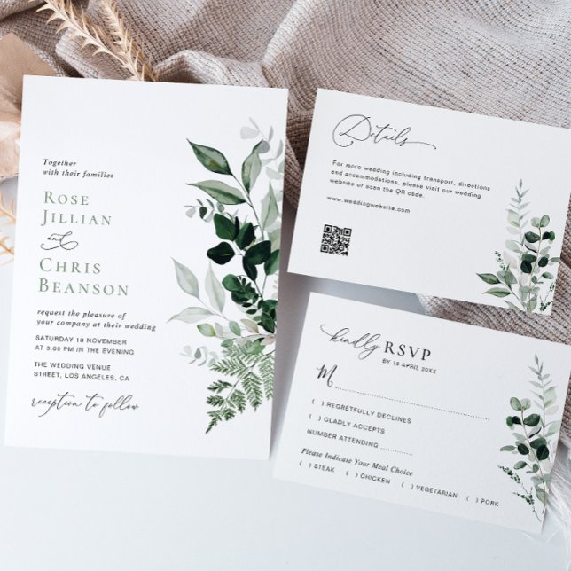 Invitación Follaje verde moderno Boda verde sabia (Subido por el creador)