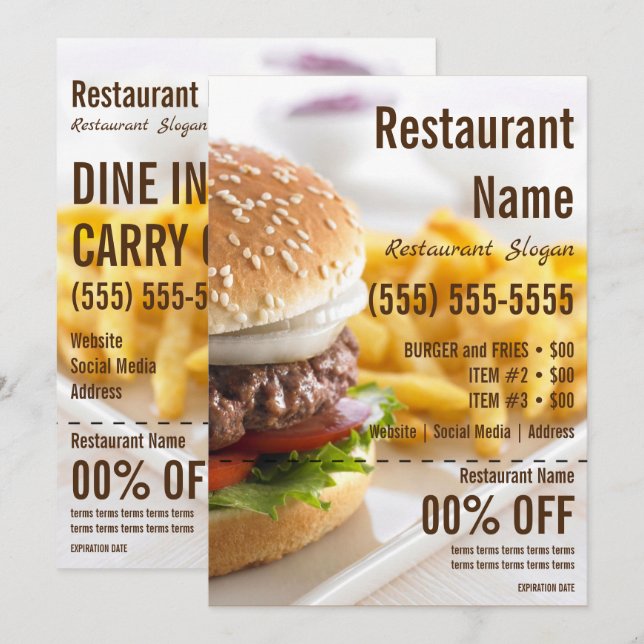 Invitación Folleto Burger 5x7 (Anverso / Reverso)