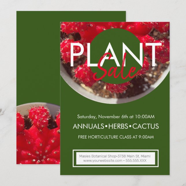 Invitación Folleto del Evento Promocional de Venta de Cactus (Anverso / Reverso)