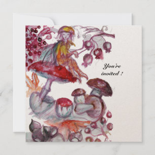Invitación FOLLETO MÁGICO DE HONGOS Fantasía Floral Blanca Ro
