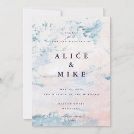 Invitación Fondo abstracto de acuarela en rosa y azul cielo