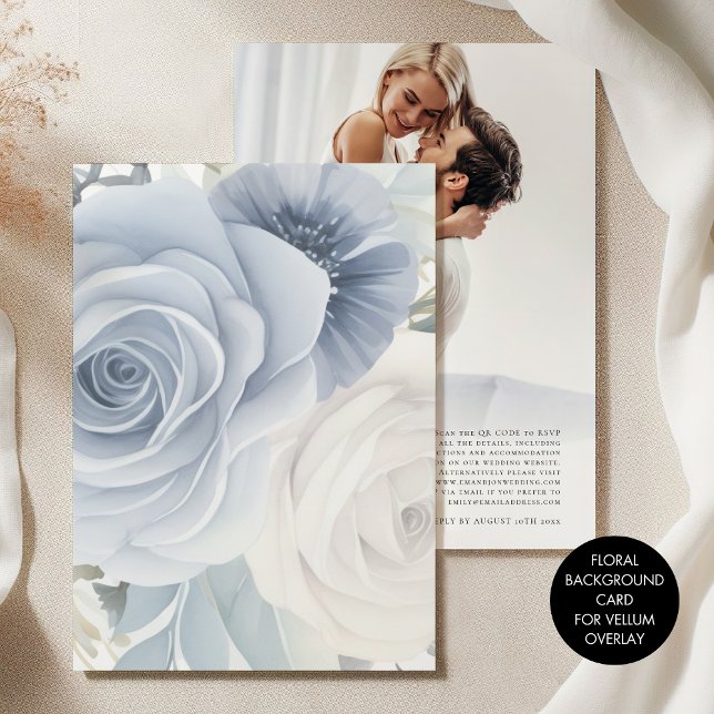 Invitación Fondo azul brillante para el Boda Vellum (Front and back view)