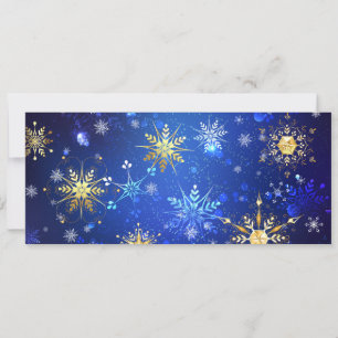 Invitación Fondo azul de NAVIDAD con copos de nieve dorados