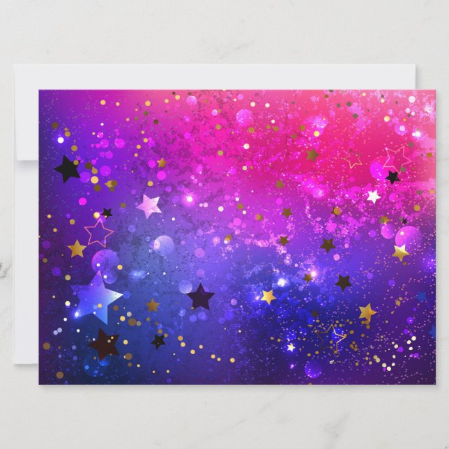 Invitación Fondo azul rosa brillante (Anverso)