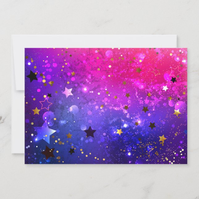 Invitación Fondo azul rosa brillante (Anverso)