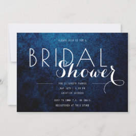 Invitación Fondo azul y negro Textos blancos Ducha de novia
