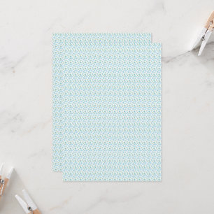 Invitación fondo blanco con flores azules y pulga verde