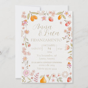Invitación Fondo blanco de frutas y flores