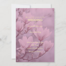 Invitación Fondo clásico de magnolia rosa y blanca