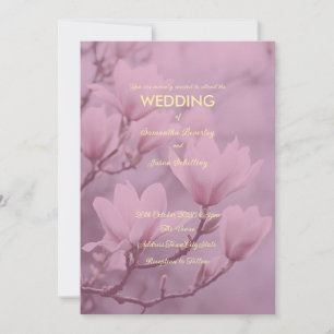 Invitación Fondo clásico de magnolia rosa y blanca