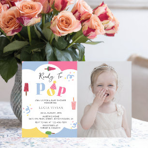 Invitación Fondo Colorido de Paleta de Foto Baby Shower