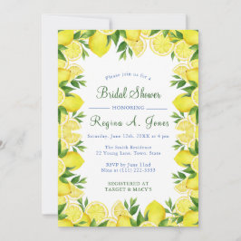 Invitación Fondo continuo floral de limón en acuarela