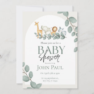 Invitación Fondo de Acuarela para Baby Shower Safari