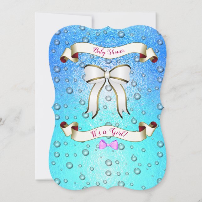 Invitación Fondo de Aqua de Cinta Elegante Mínima (Anverso)