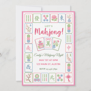 Invitación Fondo de baldosas pastel de fiesta de Mahjong