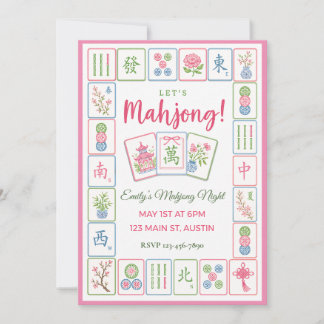 Invitación Fondo de baldosas pastel de fiesta de Mahjong 