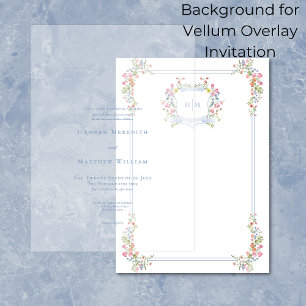 Invitación Fondo de boda con cresta de flor silvestre azul el