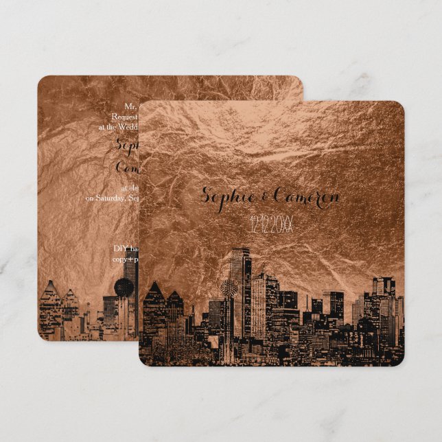 Invitación Fondo de cobre falso dibujado a mano PixDezines Da (Anverso / Reverso)