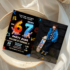 Invitación Fondo de cumpleaños seis siete Graffiti Meme Tende