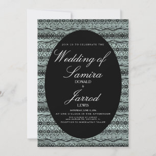 Invitación Fondo de encaje negro dibujado a mano moderno para