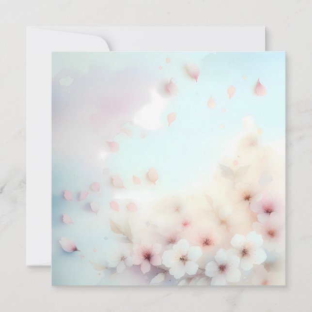 Invitación Fondo de Flor de Blossom Suave con Pétalos Florale (Anverso)