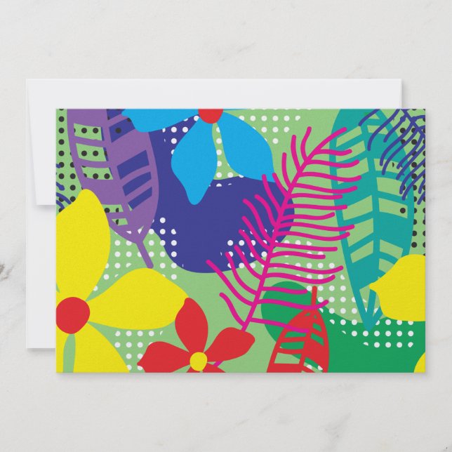 Invitación Fondo de flores coloridas (Anverso)