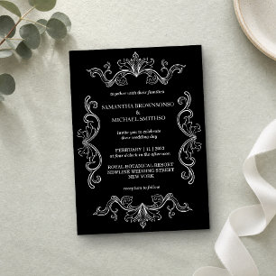 Invitación Fondo de Foto con Marco Ornamental en Blanco y Neg