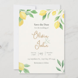Invitación Fondo de foto para guardar la fecha con limón y ve