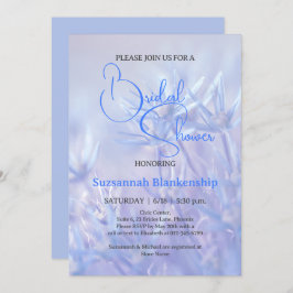 Invitación Fondo de la Flora Azul Pastel con ducha de novia