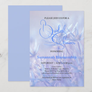 Invitación Fondo de la Flora Azul Pastel con ducha de novia