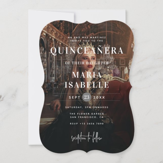 Invitación Fondo de la foto de la princesa moderna Quinceañer (Anverso)
