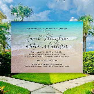 Invitación Fondo de la playa Ceremonia de Boda de la playa si