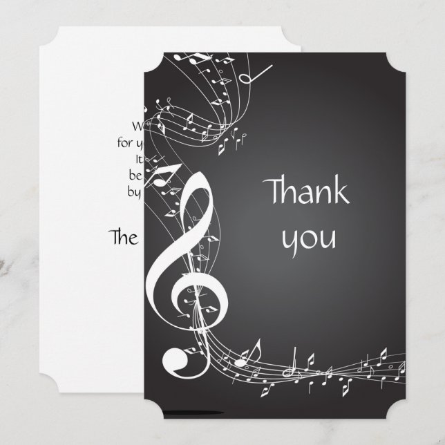 Invitación Fondo de las notas de la música de agradecimiento (Anverso / Reverso)