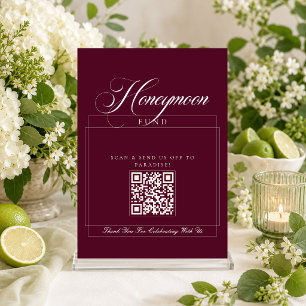 Invitación Fondo de luna de miel con caligrafía Borgoña Marfi