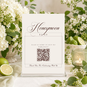 Invitación Fondo de luna de miel de marfil clásico marrón cal