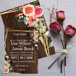 Invitación Fondo de madera rústica boda