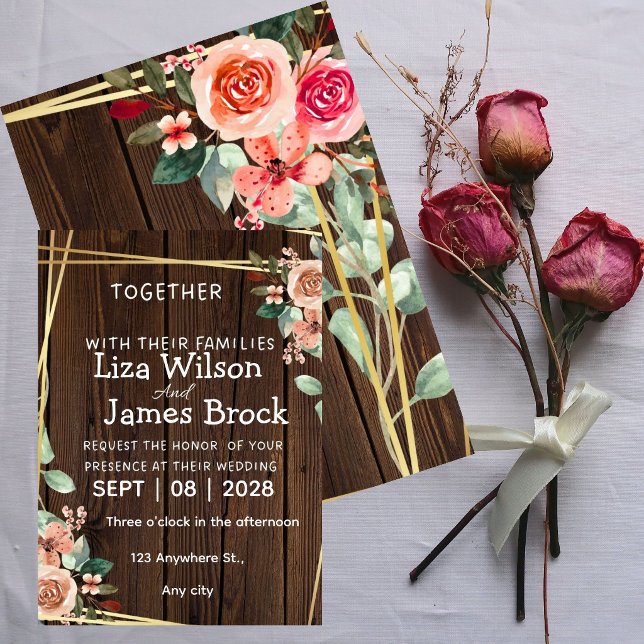 Invitación Fondo de madera rústica boda (Subido por el creador)