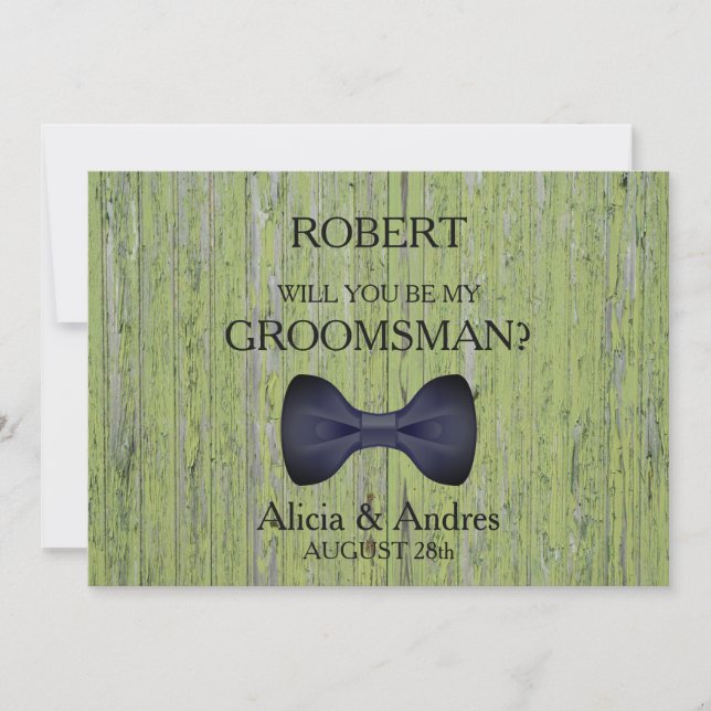 Invitación Fondo de madera ¿Serás mi Groomsman? (Anverso)